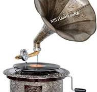 Vintage gramophone playing a record